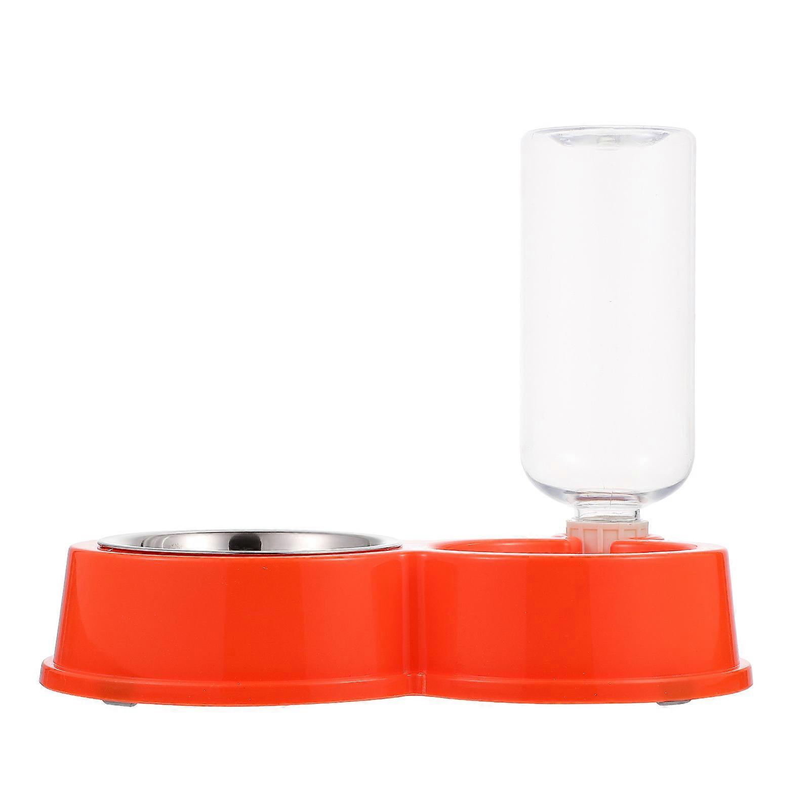 Orange Pet Feeder with Stable Design for Storage Made from Break Proof Plastic
