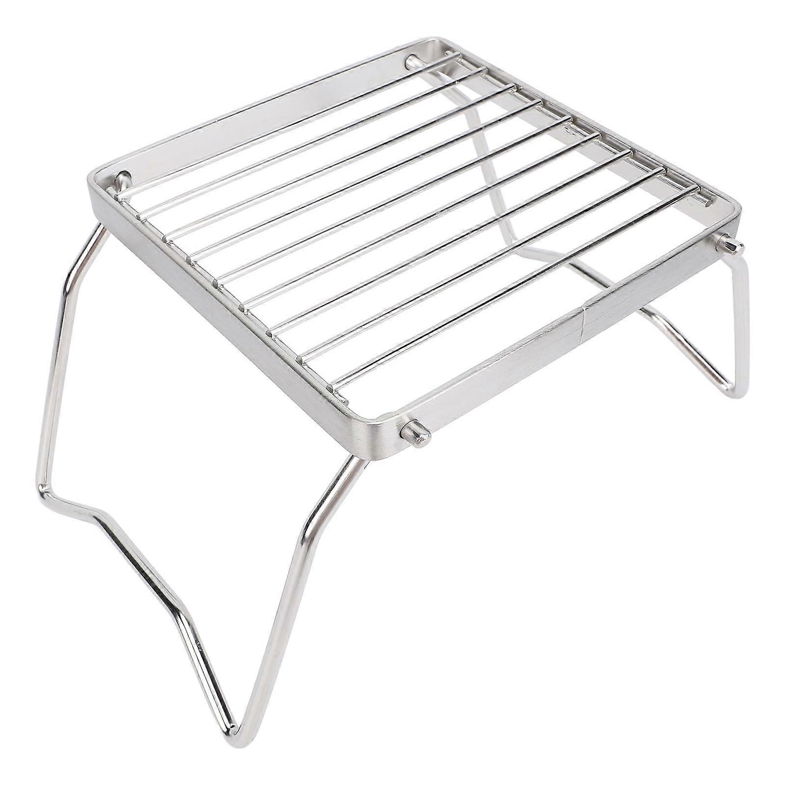Mini Portable Stainless Steel Camping Stove Grill Rack With Foldable Legs Multi-Use Cooking Durable Stable Support