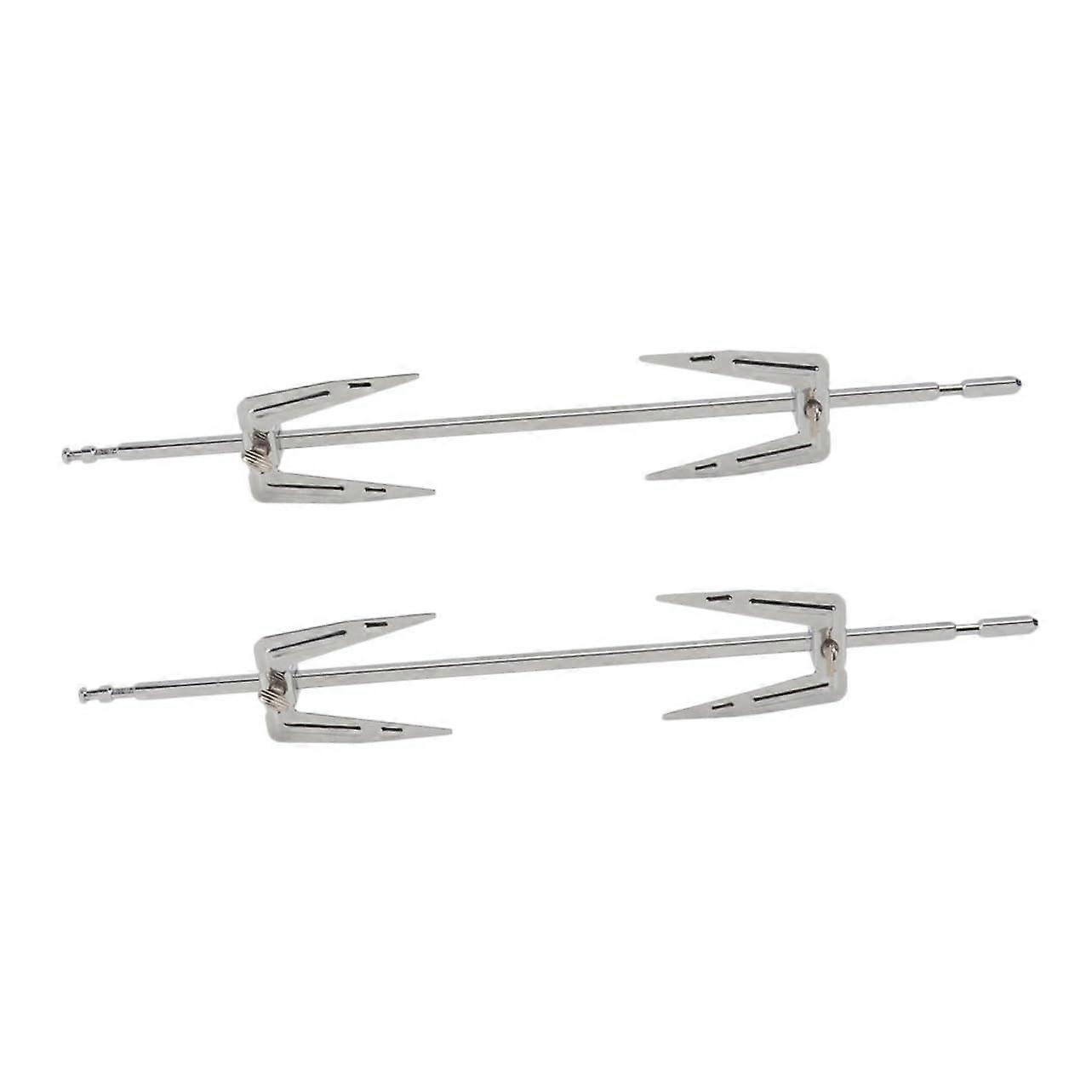 Rotisserie Meat Forks Set of 2, Stainless Steel BBQ Turkey and Chicken Forks with Rotating Skewers for Grilling