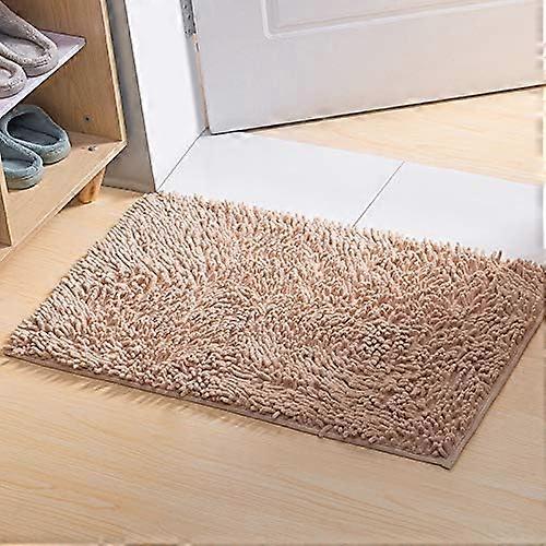 Chenille Microfiber Shaggy Bath Mat, Soft and Comfortable (60x40cm, Khaki)