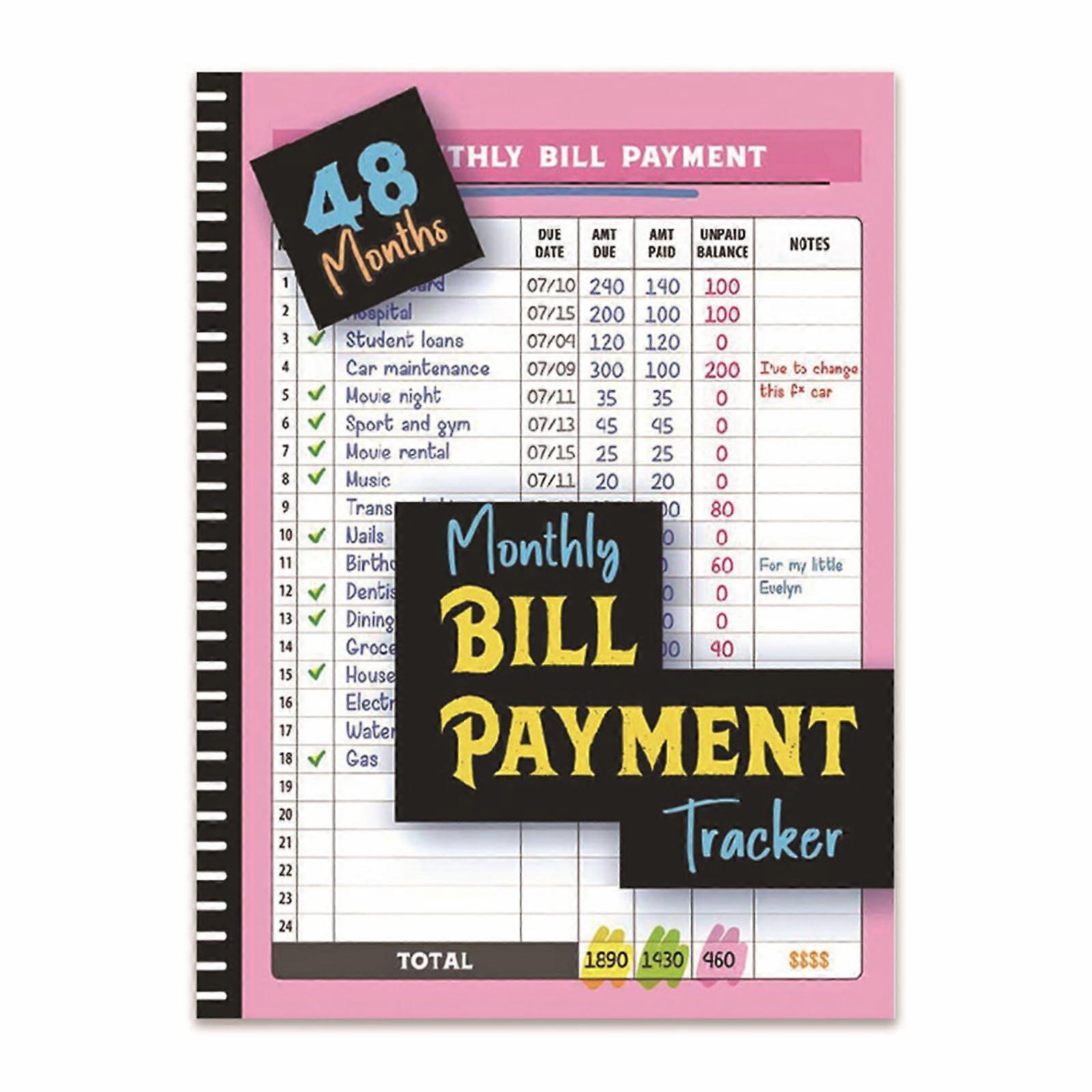 48 Months Bill Payment Tracking Checklist Book Money Manager for Home and Business Use with Summary Functions