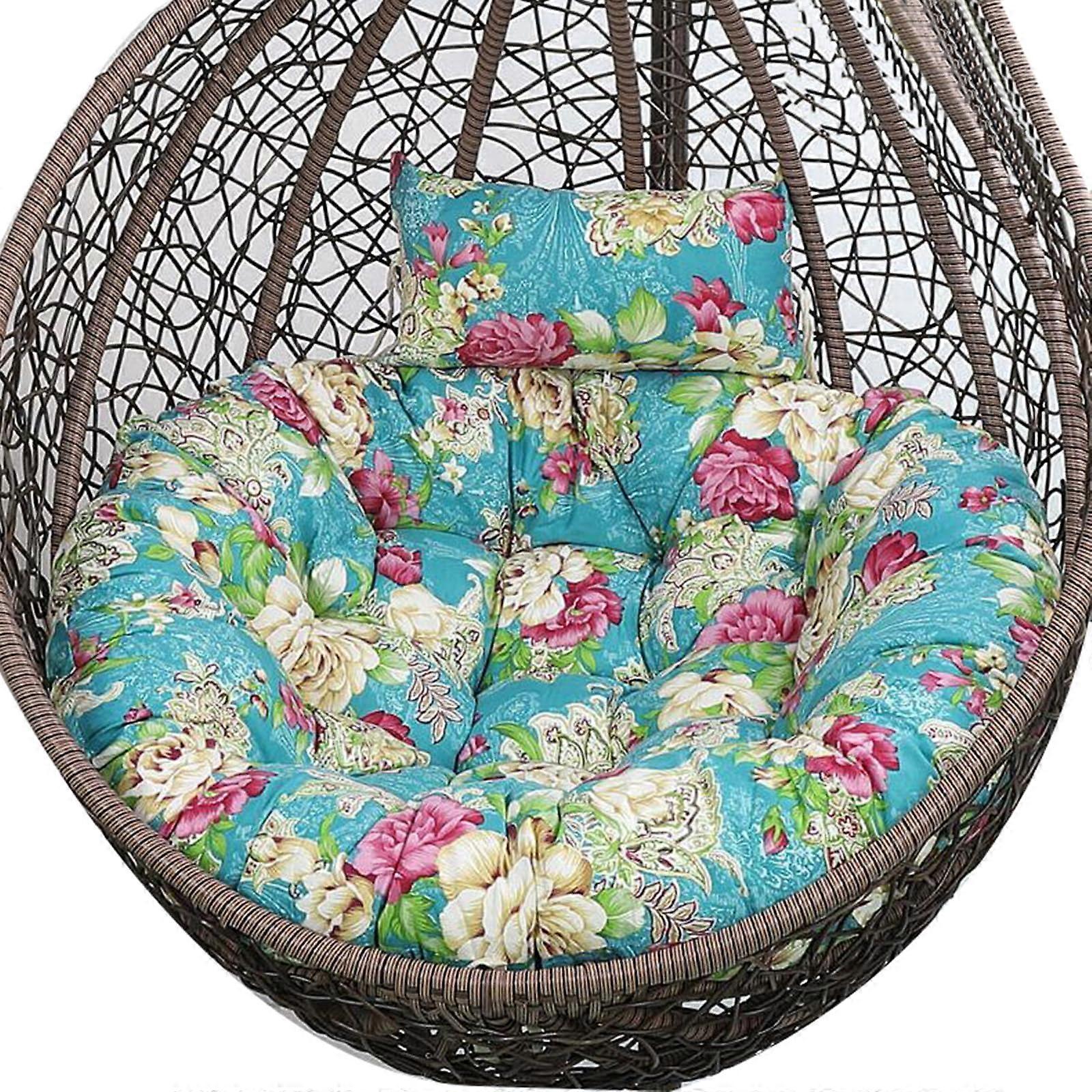 Rattan swing chair for outdoor use, with large cushion for garden, patio