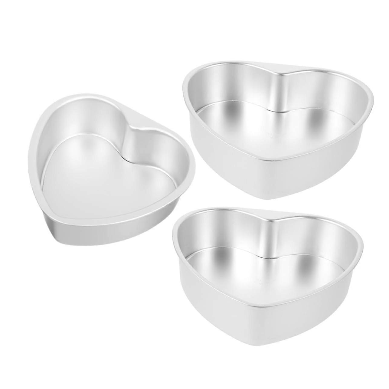 Heart Cake Molds 3-Piece Set With Removable Aluminum Bakeware For Heart-Shaped Desserts And Pralines