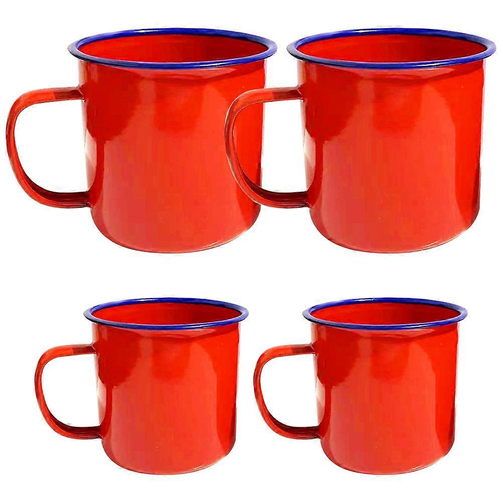 Drinking Cup Coffee Shop Enamel Material Family 4Pcs