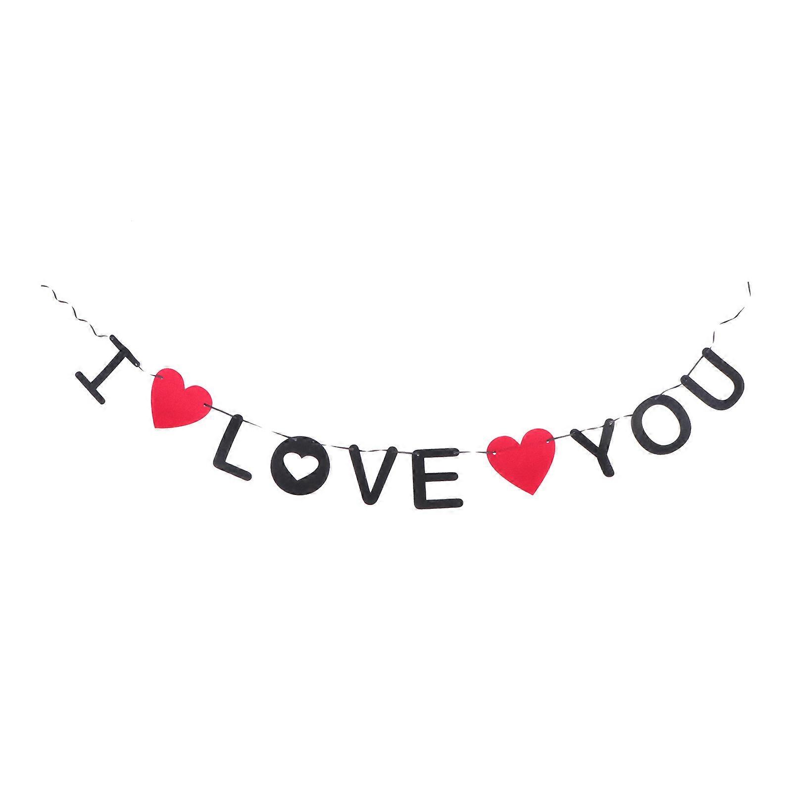 Valentine Banner Random Color IYOU Fabric Banners Reusable For Couples 1Set