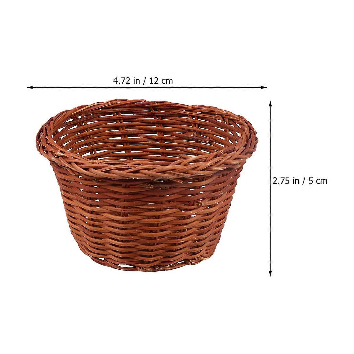 Tiny Basket Round For Store Decoration 4.7×4.7×2.8in Vine Photographing Props 1Set