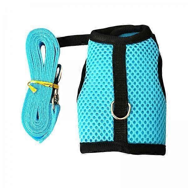 2X Ferret Harness and Mesh Vest Adjustable Buckle Breathable Clothing for Guinea Pigs Cats, Blue, Size L