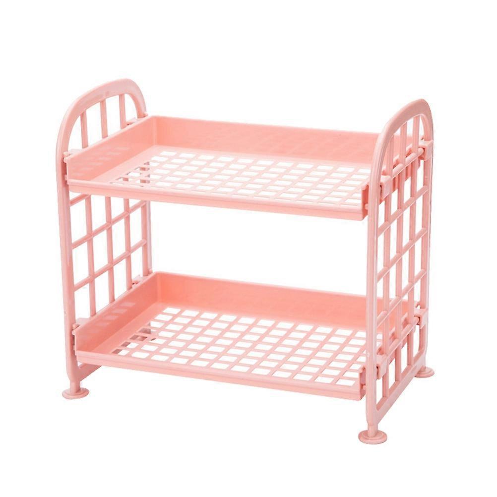 Shelf Organizer For Bathroom Living Room Plastic Storage Rack For Homeowners Simple And Practical Design Pink 8.5×5.5×7.9in 1Set