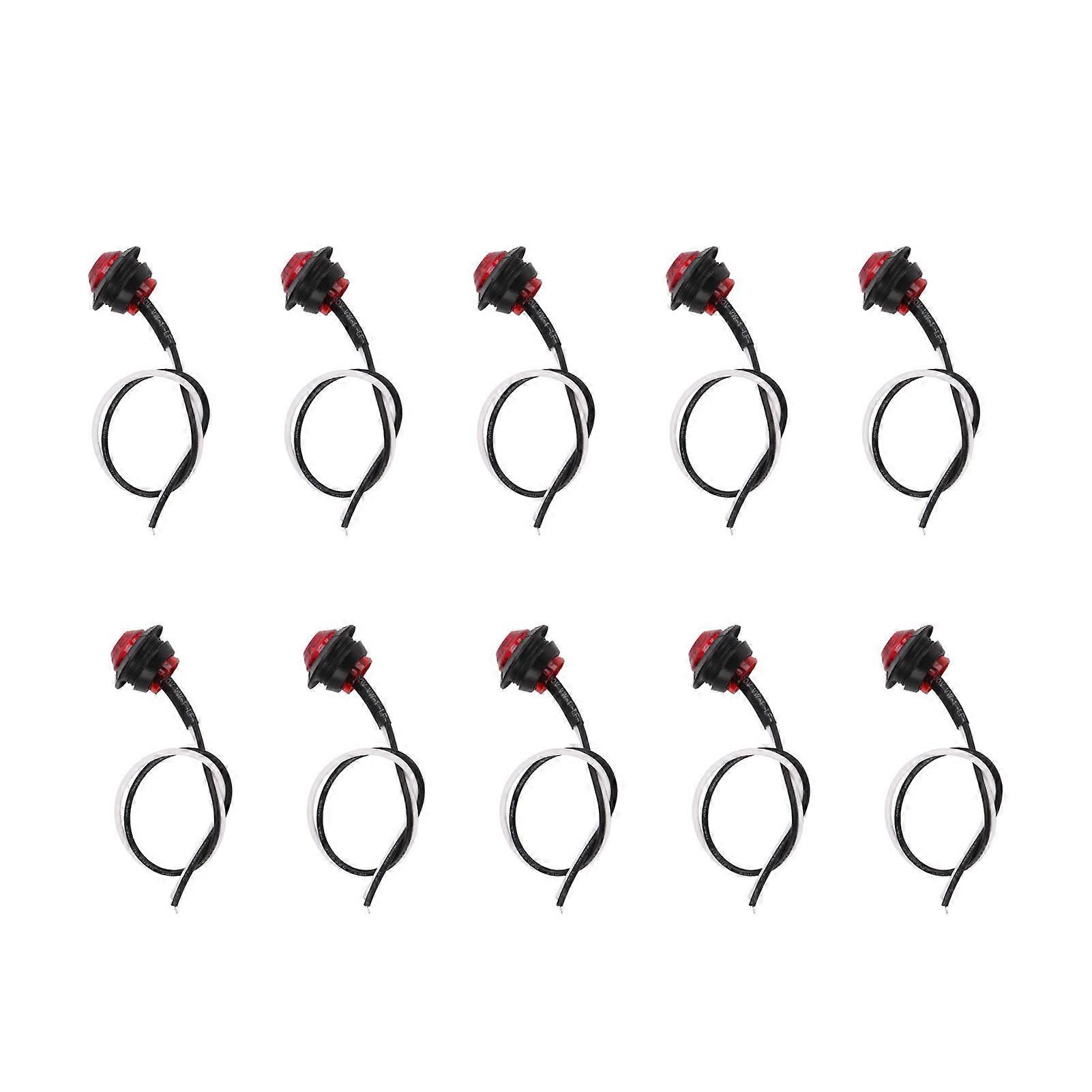 10pcs Side Marker Light 3LED IP68 Waterproof Round Clearance Indicator Taillight Universal for Truck Car RV