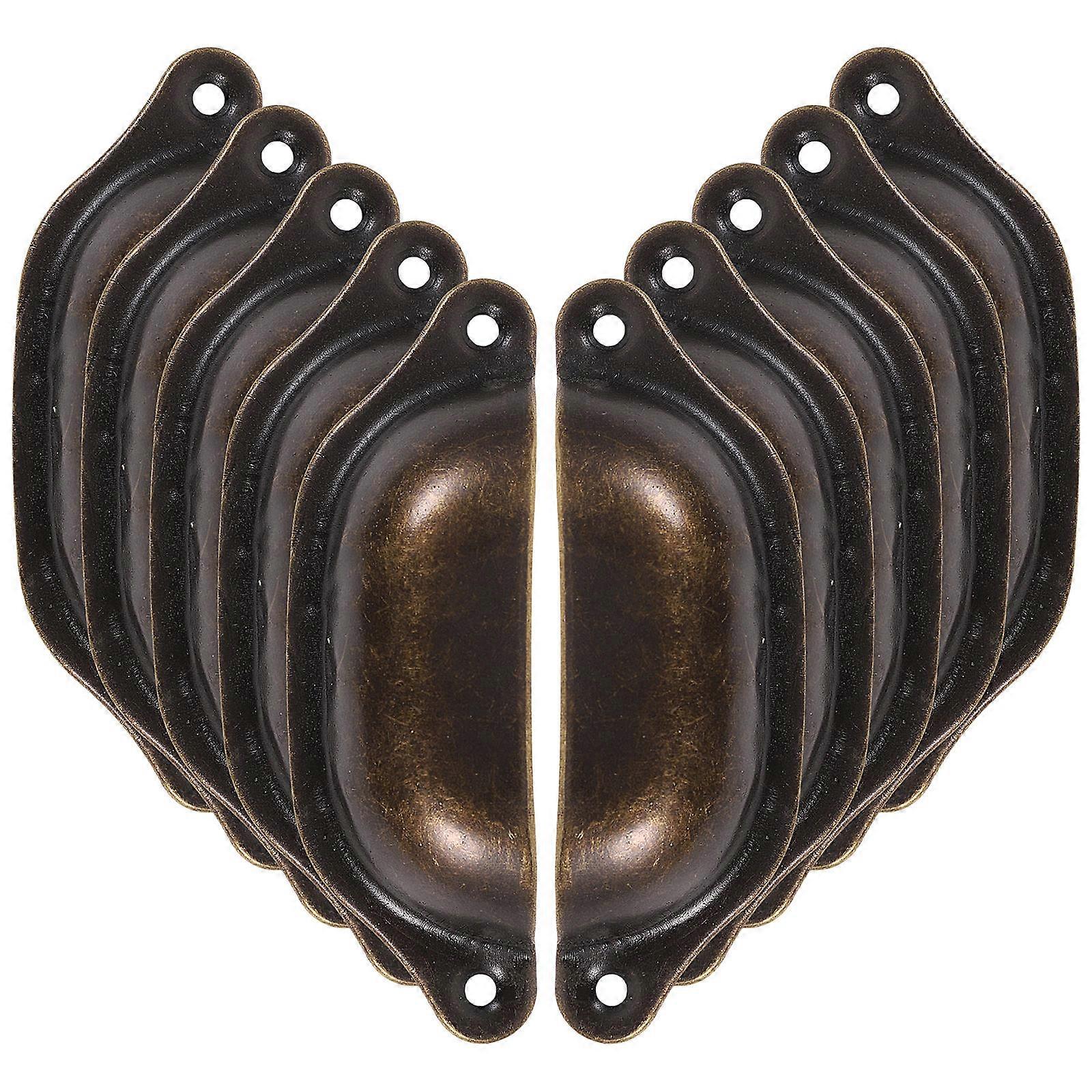 Cabinet Door Knobs Iron Shell Shaped Drawer Knobs Furniture Decoration Replacement Part Retro Style 96mm Width 10Pcs