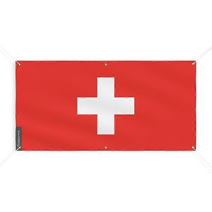 Banner Flag and Coat of Arms of Switzerland 6 Eyelets 60x120cm in polyester