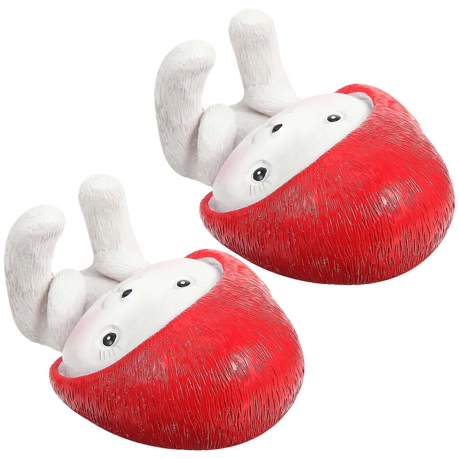 Adhesive Wall Mounted Key Hook Bunny Design Storage Organization 2Pcs