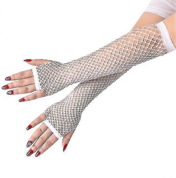 Fishnet Stretch Gloves Fine Mesh Mid Length Gloves Retro Party Prom Unisex