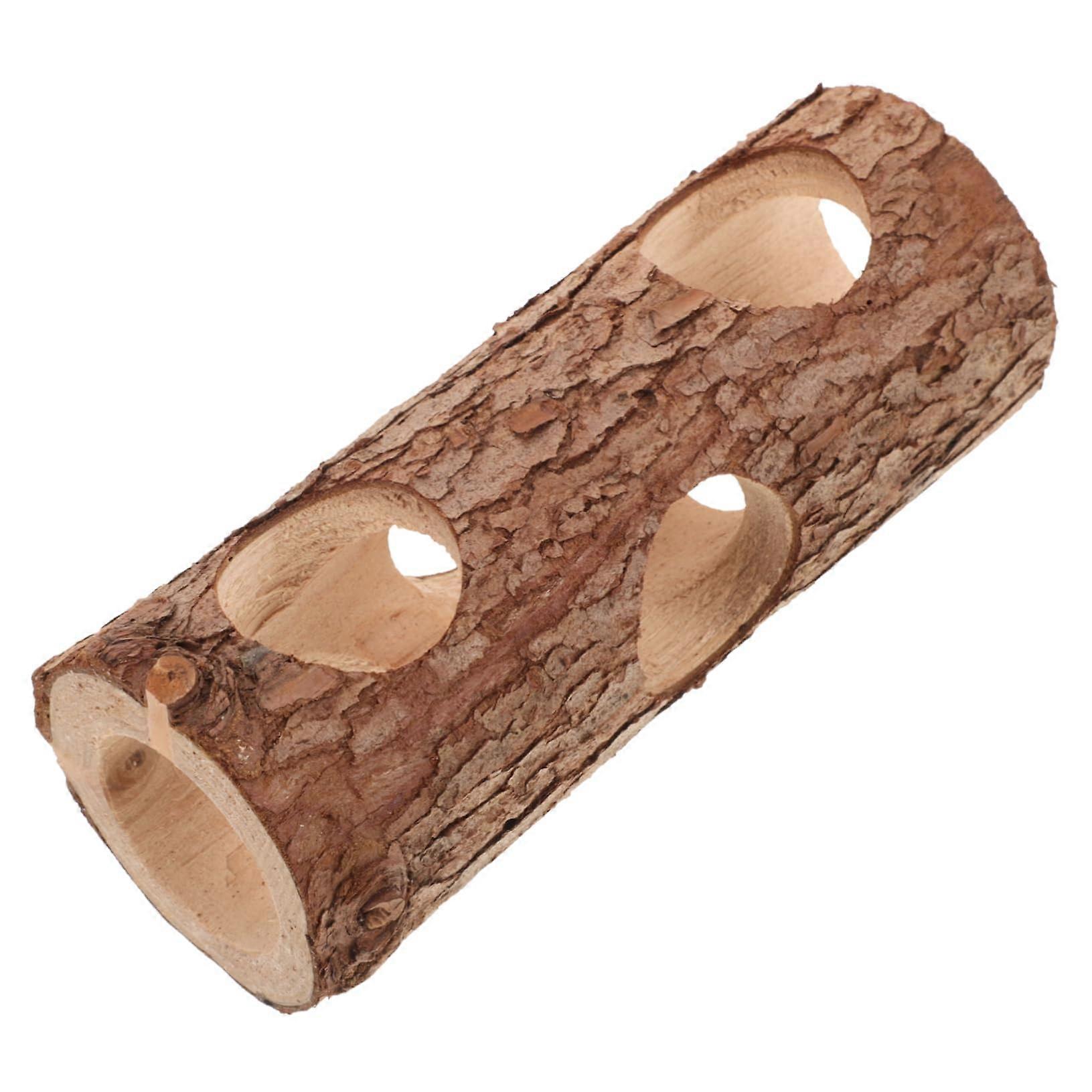 Natural Wooden Rabbit Tunnel for Small Animals - Ergonomic Hideout Toy for Hamsters, Guinea Pigs, and Dwarf Hamsters, Durable and Robust Design