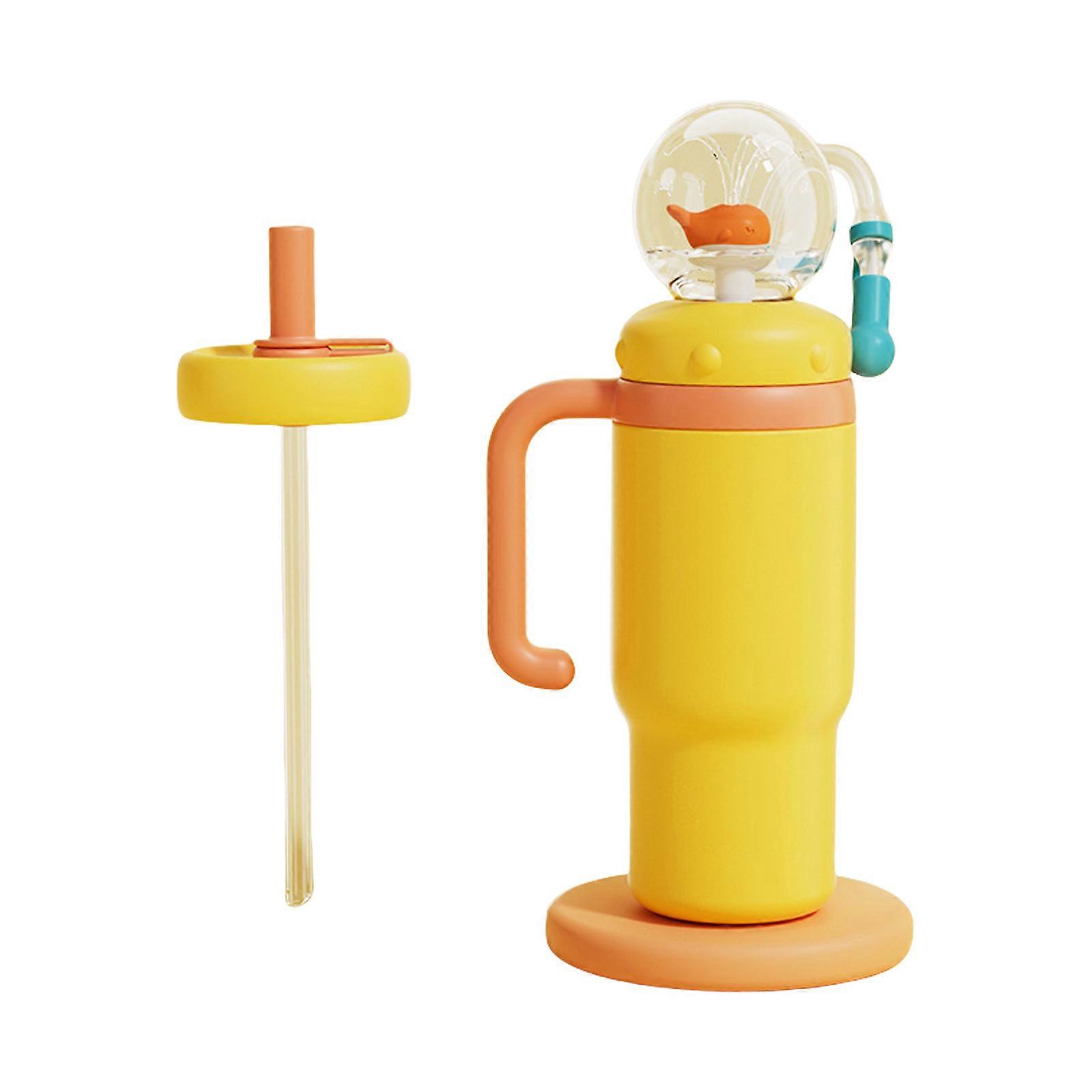 Gobelets en acier inoxydable de 710 ml avec deux couvercles Tasse à boire de grande capacité Boisson isolée pour enfants adolescents adultes utiliser jaune