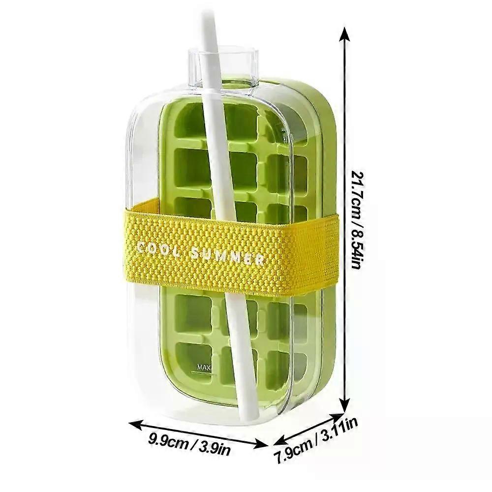 school bag Ice Cube Tray With Lid - NO SPILL Ice Tray For Freezer - NO TOUCH Silicone Ice Cube Tray For Freezer With Straw + Cable Tie Mold