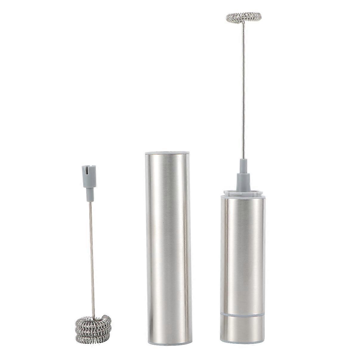 Portable Electric Milk Frother Stainless Steel Handheld Mixer for Chocolate Latte Coffee Silver 3.5
