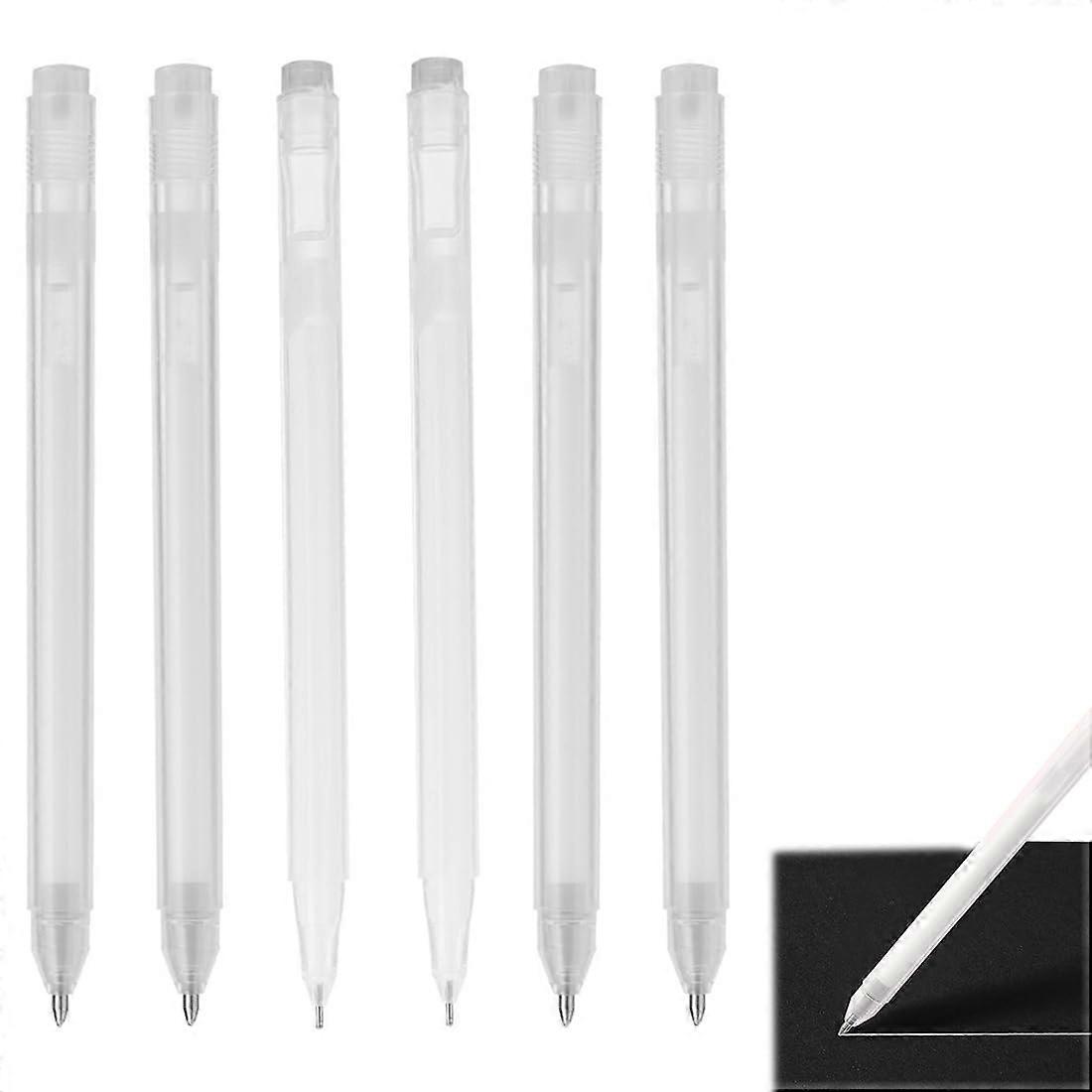 White Gel Pens Set of 6, 0.6 mm 0.8 mm 1.0 mm Waterproof Ink for Drawing, Guest Books, and Black Paper Art