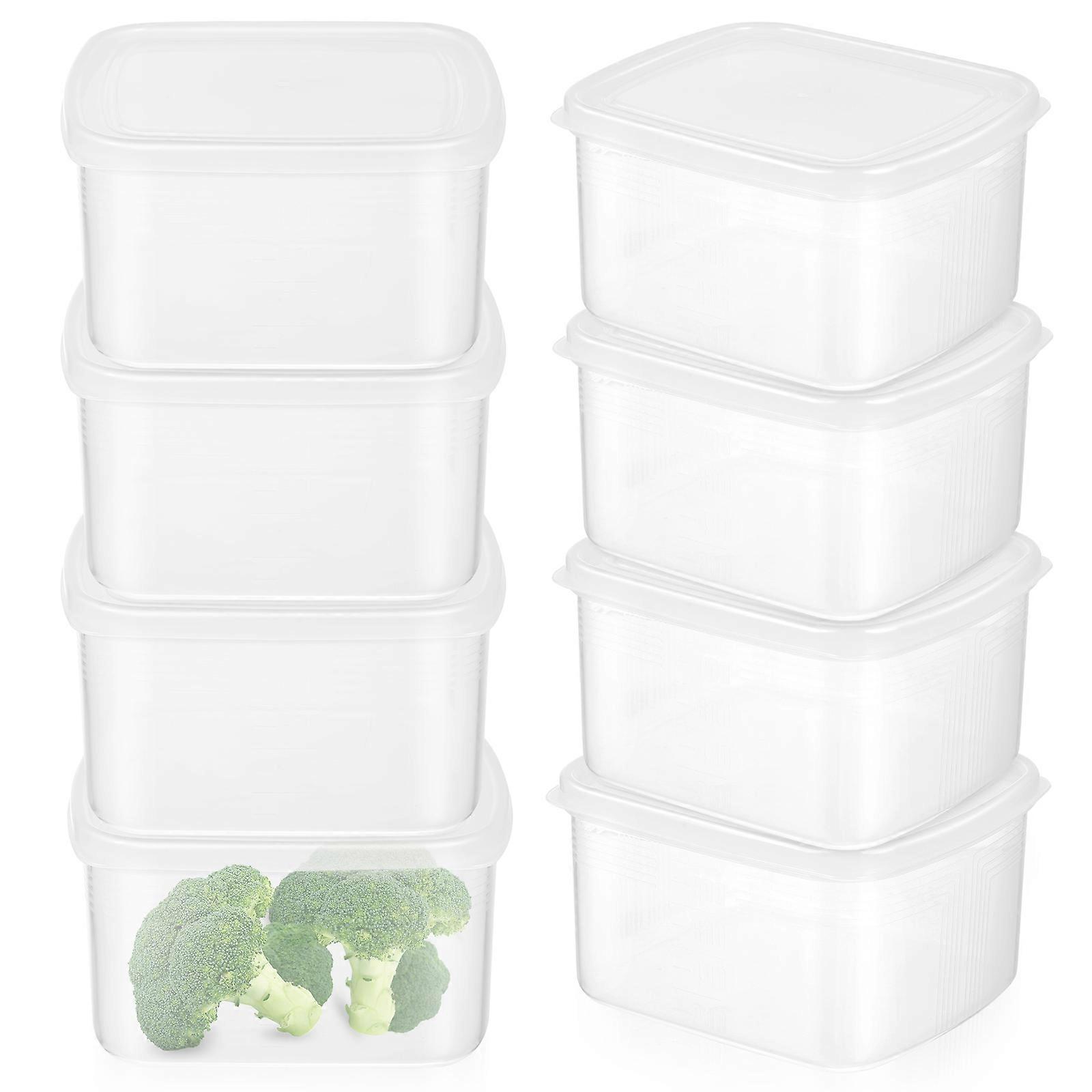 Clear Container With Lid Food Storage Box Kitchen Containers Rectangular Microwavable Long-Lasting Use 8Pcs