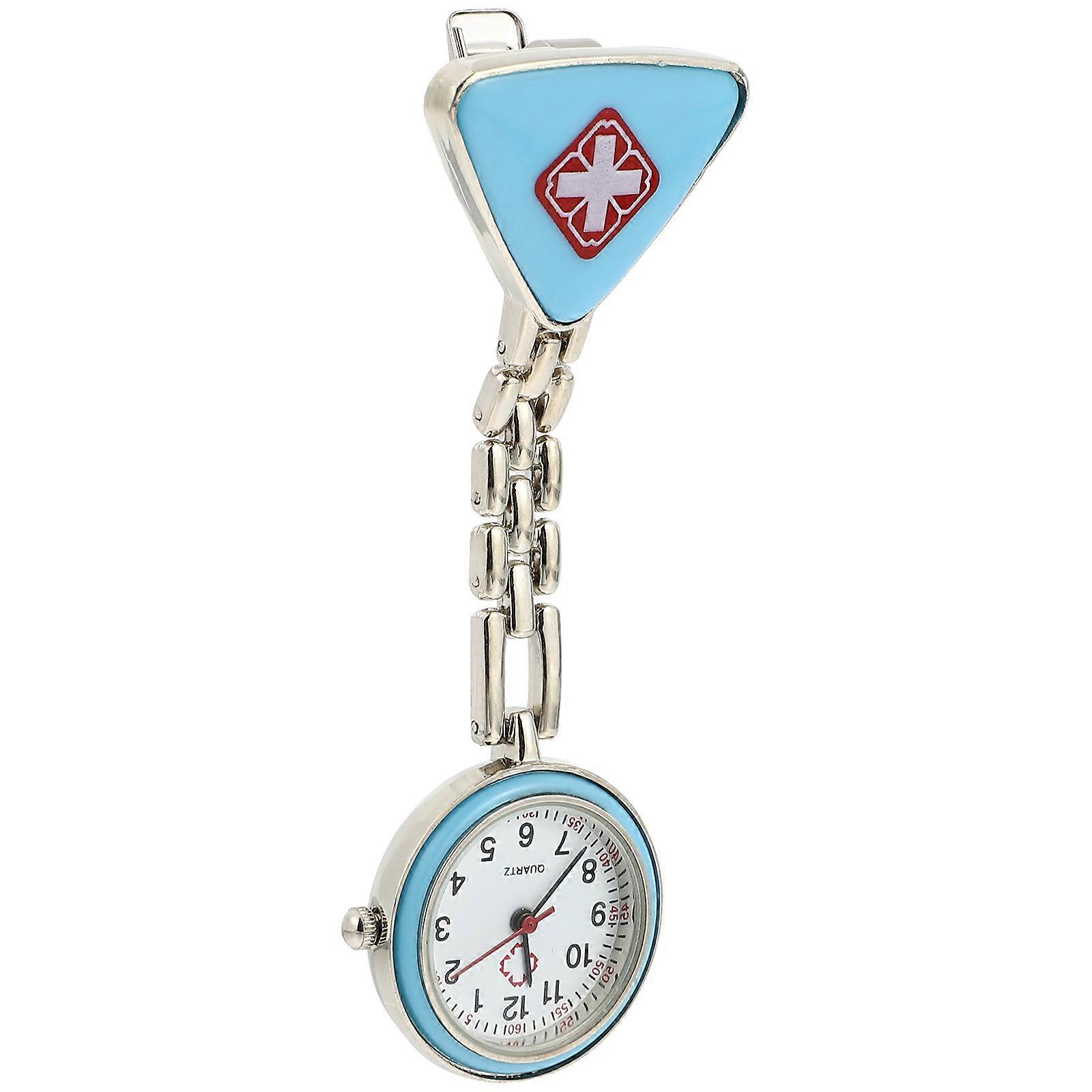 Creative Nurse Watch with Safety Clip Blue Synthetic Material for Decor Use Triangle Shape
