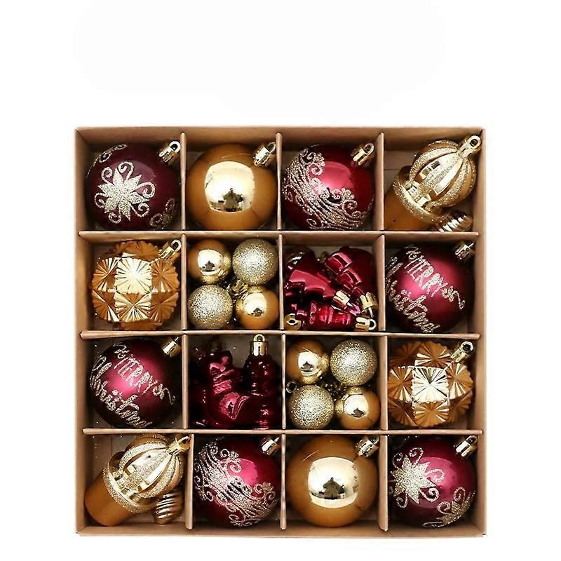 A Set of 42 Exquisite Painted Christmas Balls in Red, Green and Gold Christmas Decorations, Christmas Tree Pendants