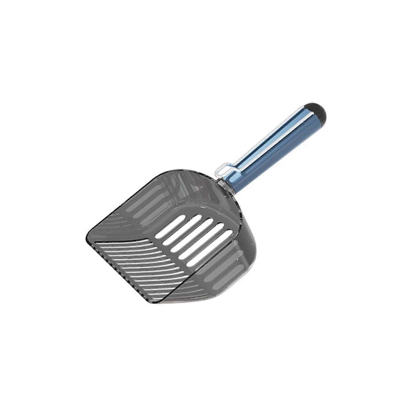 Two-Piece Transparent Cat Litter Scoop For Pets With Clip Thick Handle Waste Separation Deep Blue