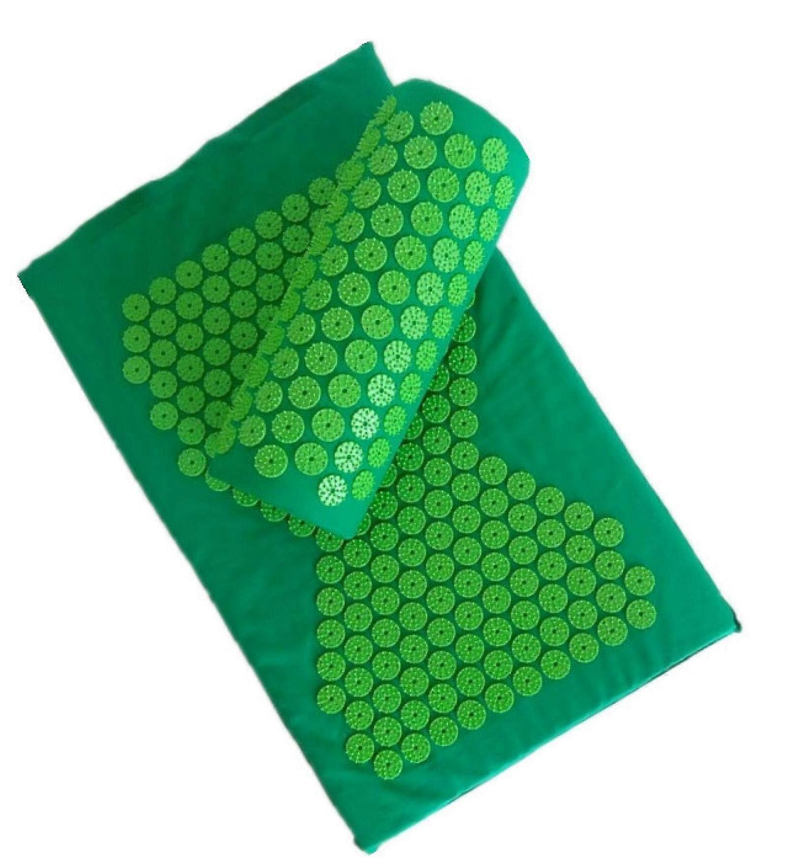 NX Shakti Acupressure Mat, Massage Mat, Spike Mat With Cushion, Green, Includes Pillow, Back Pain Relief