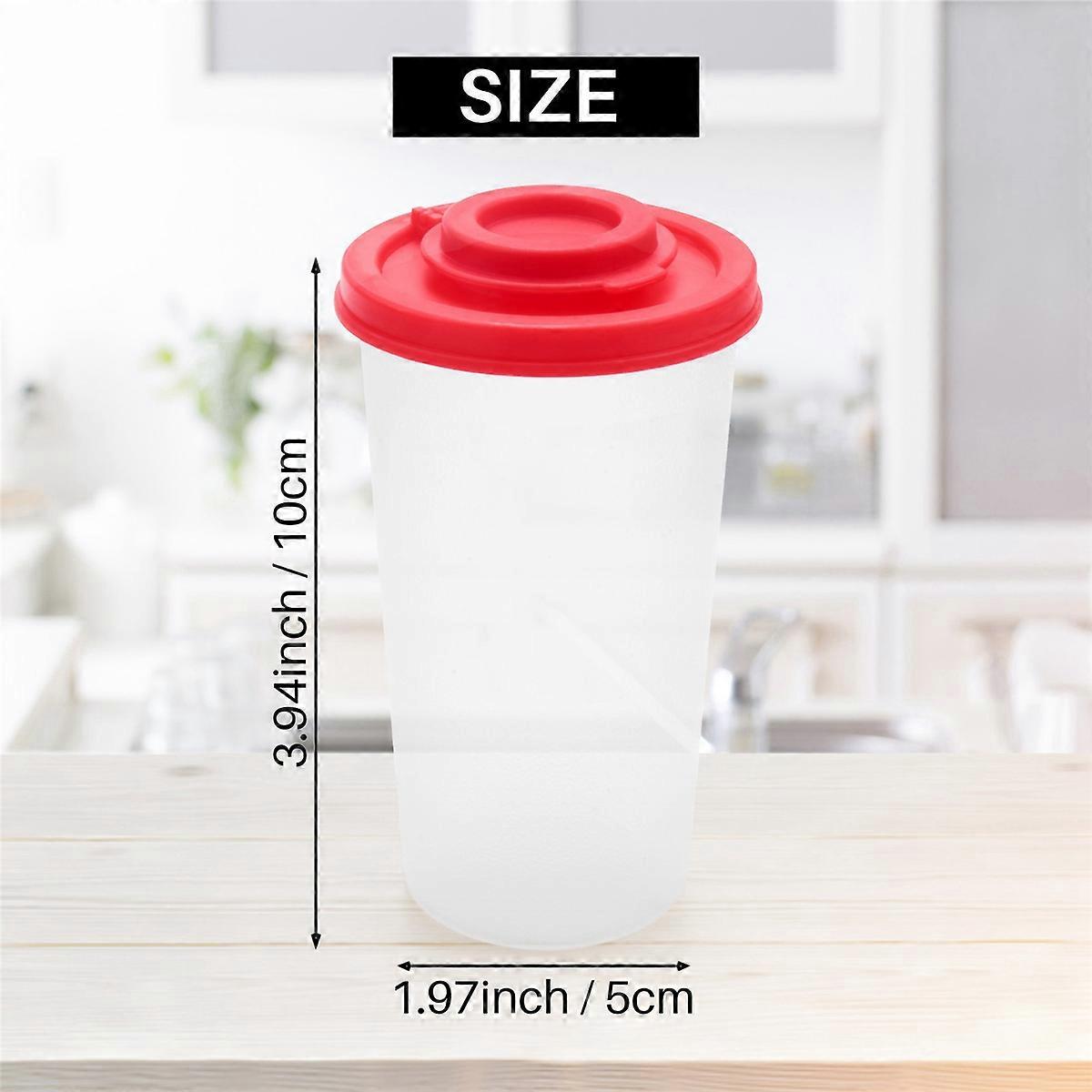 Salt and Pepper Shakers Moisture Proof ,Salt Shaker with Red Covers Lids Plastic Airtight Spice Jar