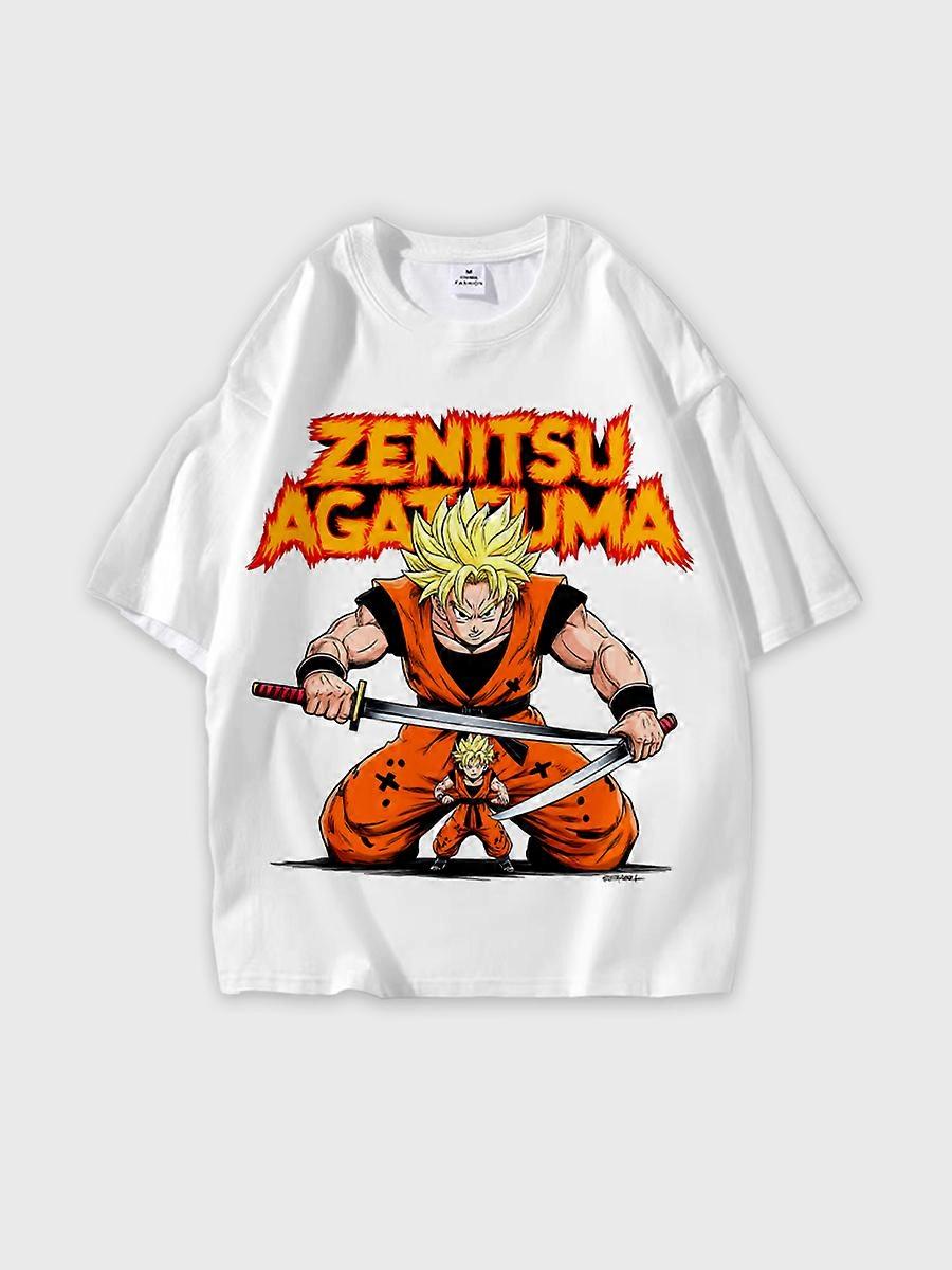 라운드넥 만화 패턴 루즈핏 반팔 티셔츠 E1569