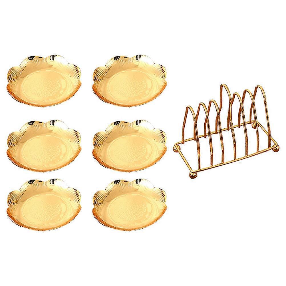 Snack Organizer Tray 1Set For Desktop Home Use Golden Color Storage Rack Fruit Arrangement 13.5X7.5CM