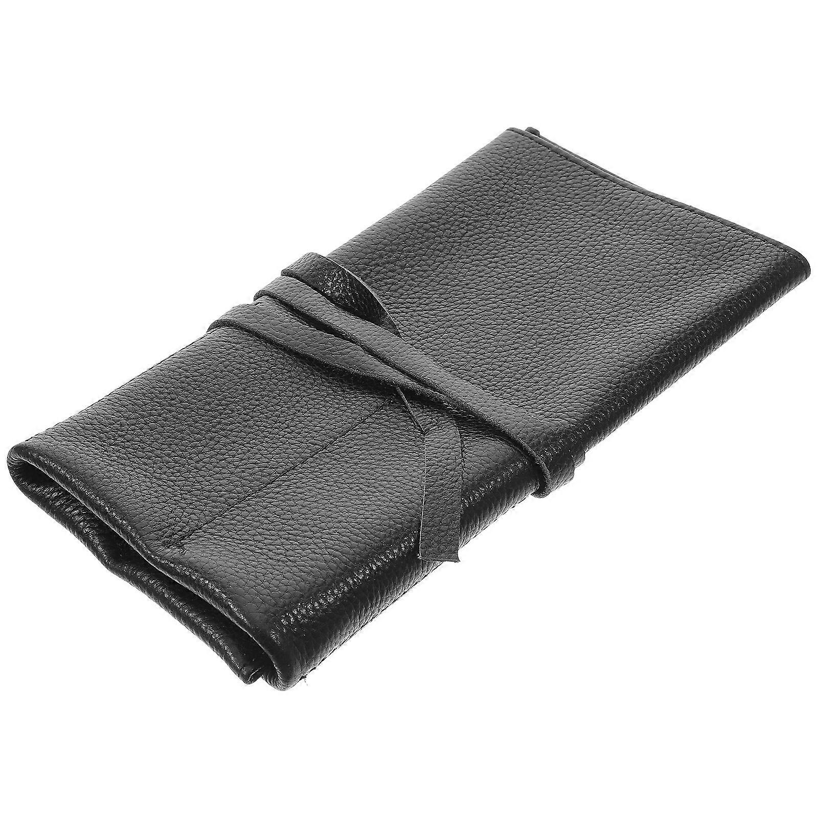 Watch Storage Pouch Travel-Friendly Organizer Black Leather Rectangular 1Pcs
