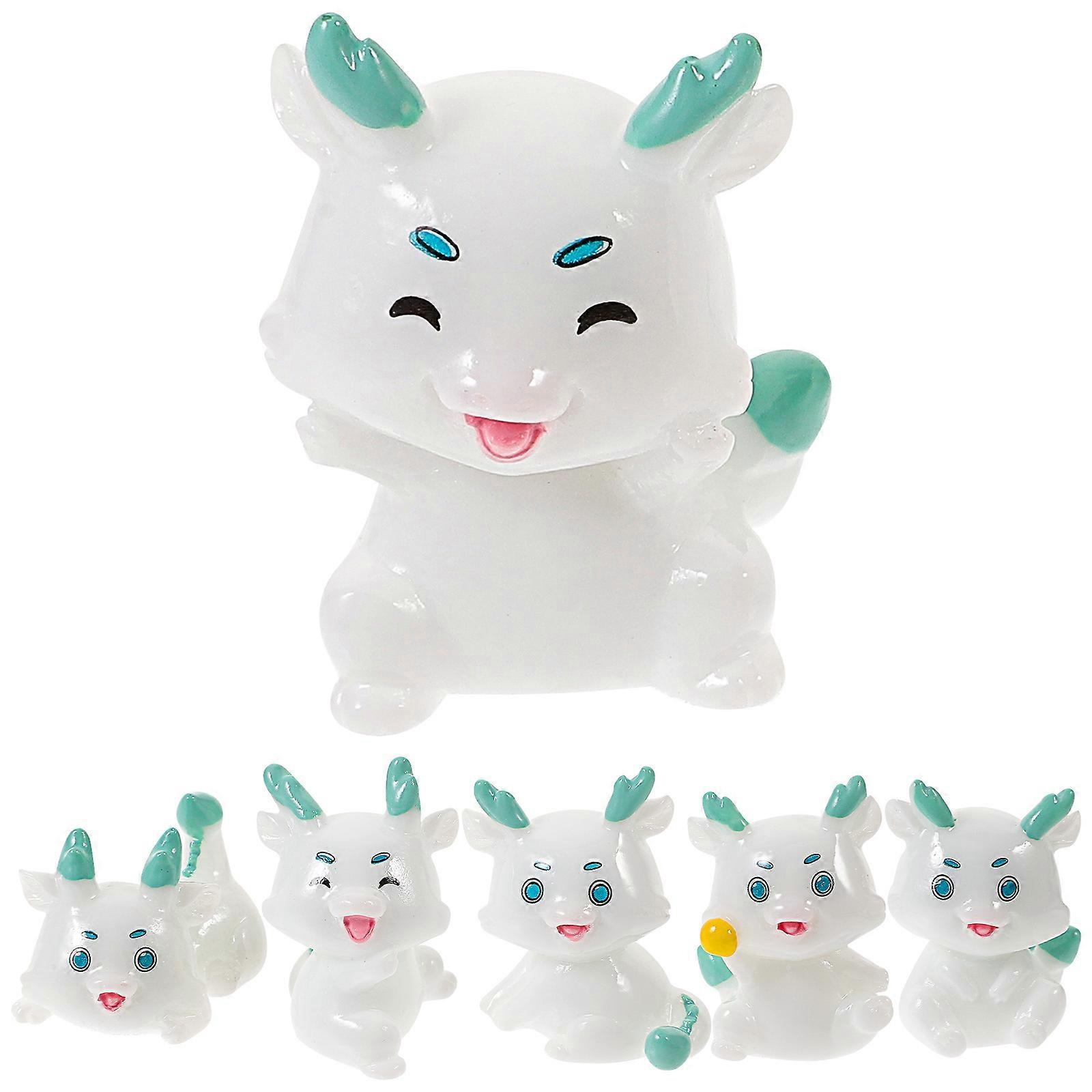 Chinese New Year Dragon Figurine Resin Desktop Tiny Statues 6Pcs