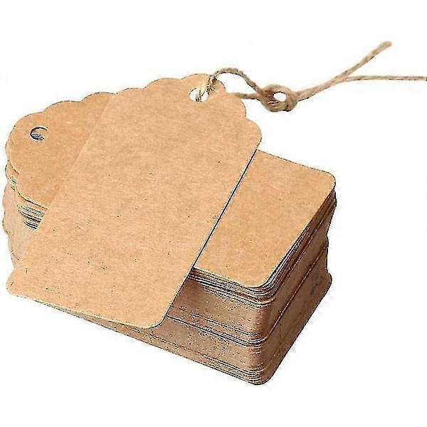 Brown Price Tags With String | Kraft Labels | Craft Tags | Paper Gift Tags | 100 Pcs 5 X 3 Cm With Jute Twine