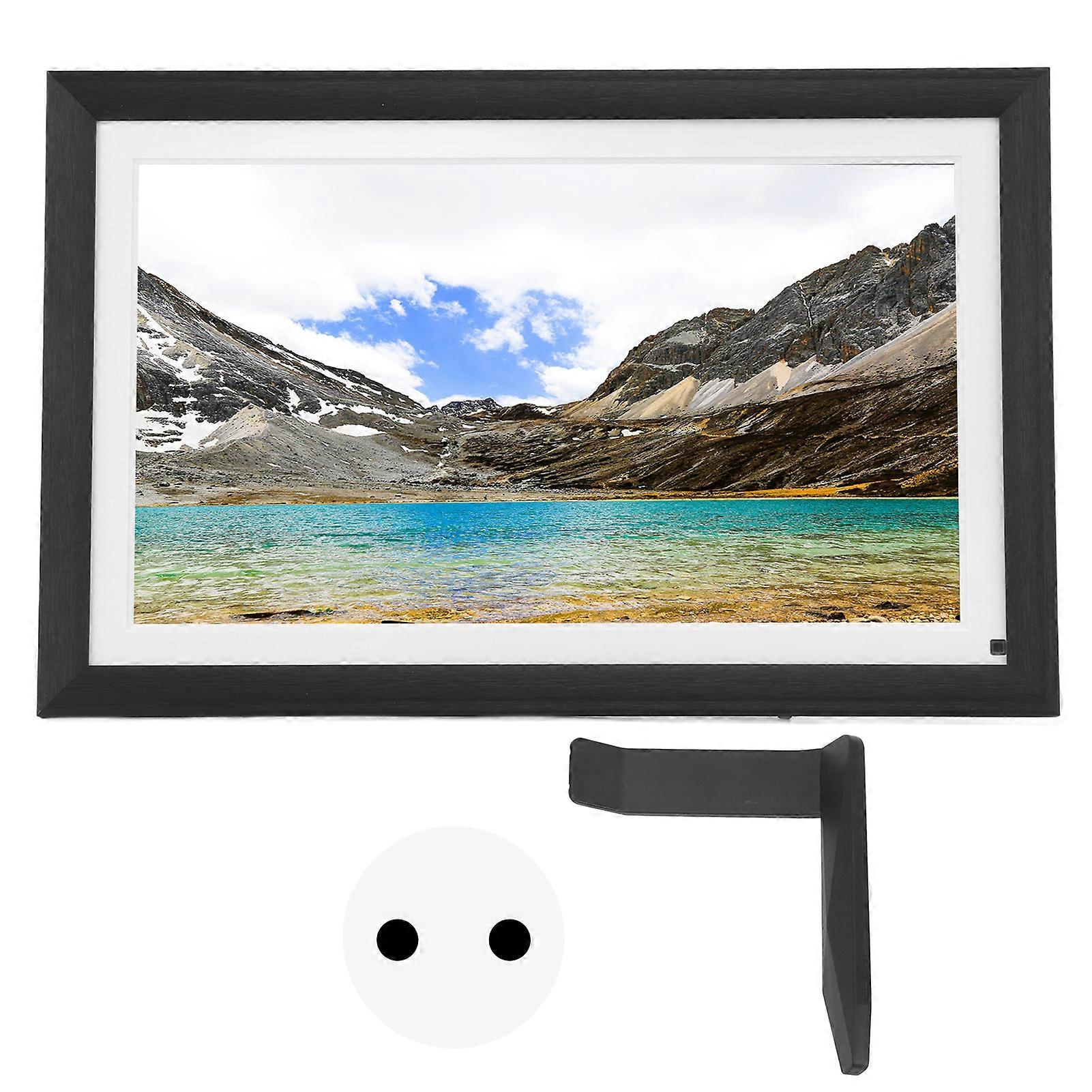 15.6in Touch Screen Digital Photo Frame Wooden Shell High Definition Electric WiFi Digital Picture Frame 100‑240V EU Plug