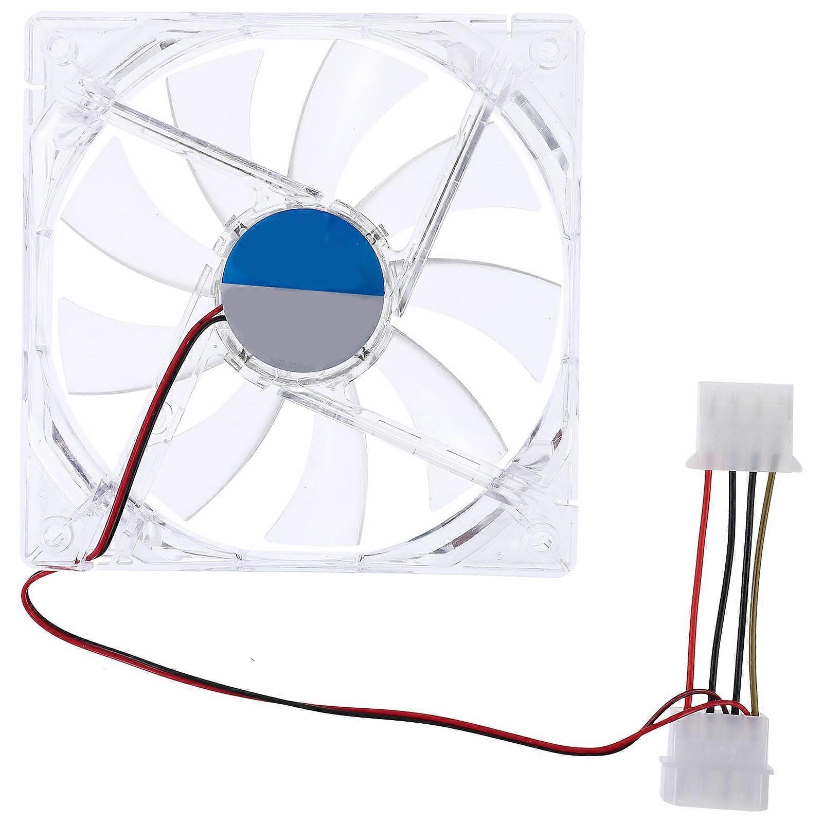 LED Cooling Fan 12Cm Computer Case Power Supply Mute Transparent Radiator Suitable For Tech Users And Gamers Blue Color 1Pack