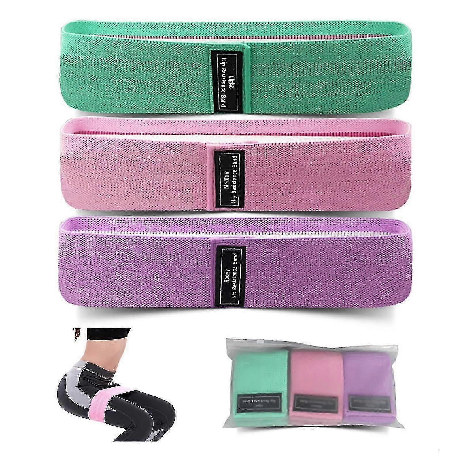 Leg & Hip Resistance Bands - Non-Slip Elastic Exercise Bands with 3 Levels