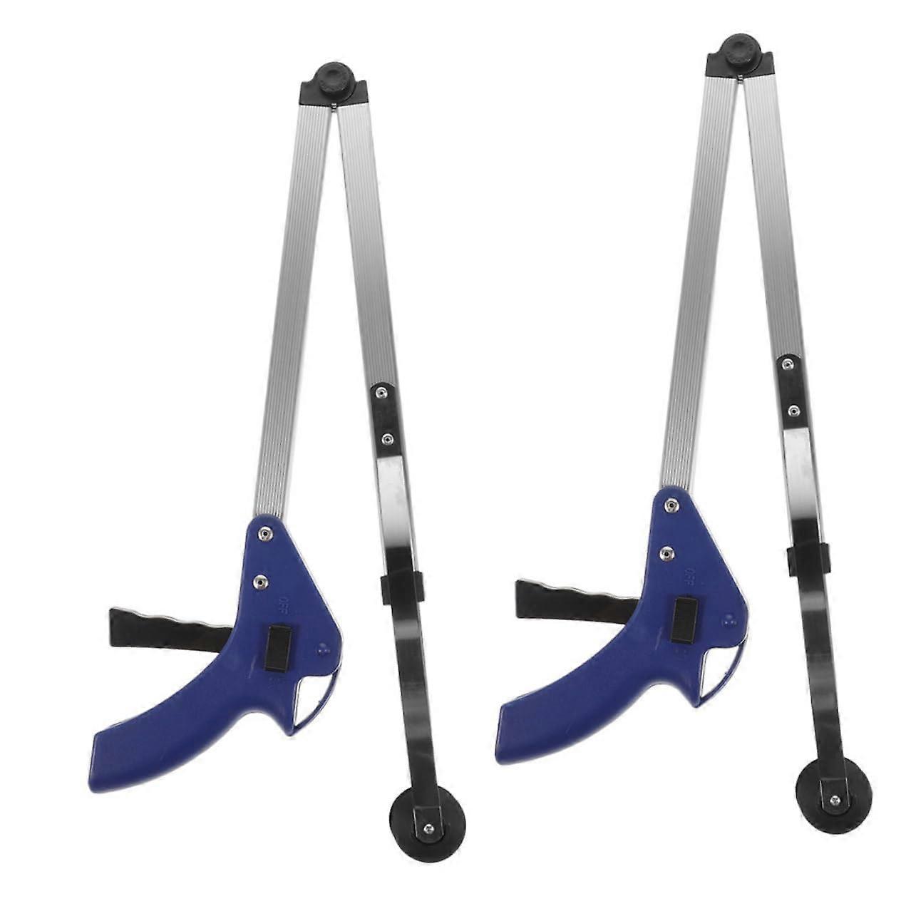 2 Pieces Foldable Waste Pickup Tongs Aluminum Alloy Tool for Effortless Trash Collection at Home