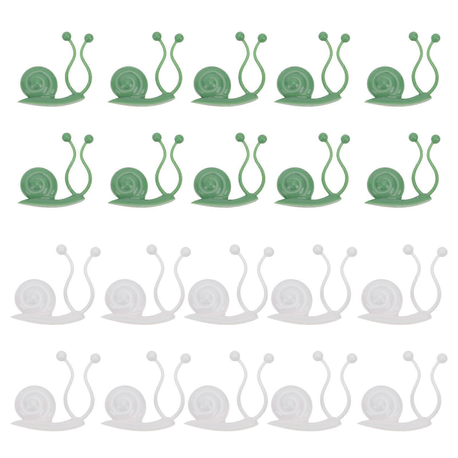 20pcs Self Adhesive Plant Fixing Clips for Climbing Vines – Wall Mounted Green & White Garden Holders for Indoor Tiles, Marble – Space Saving Plant