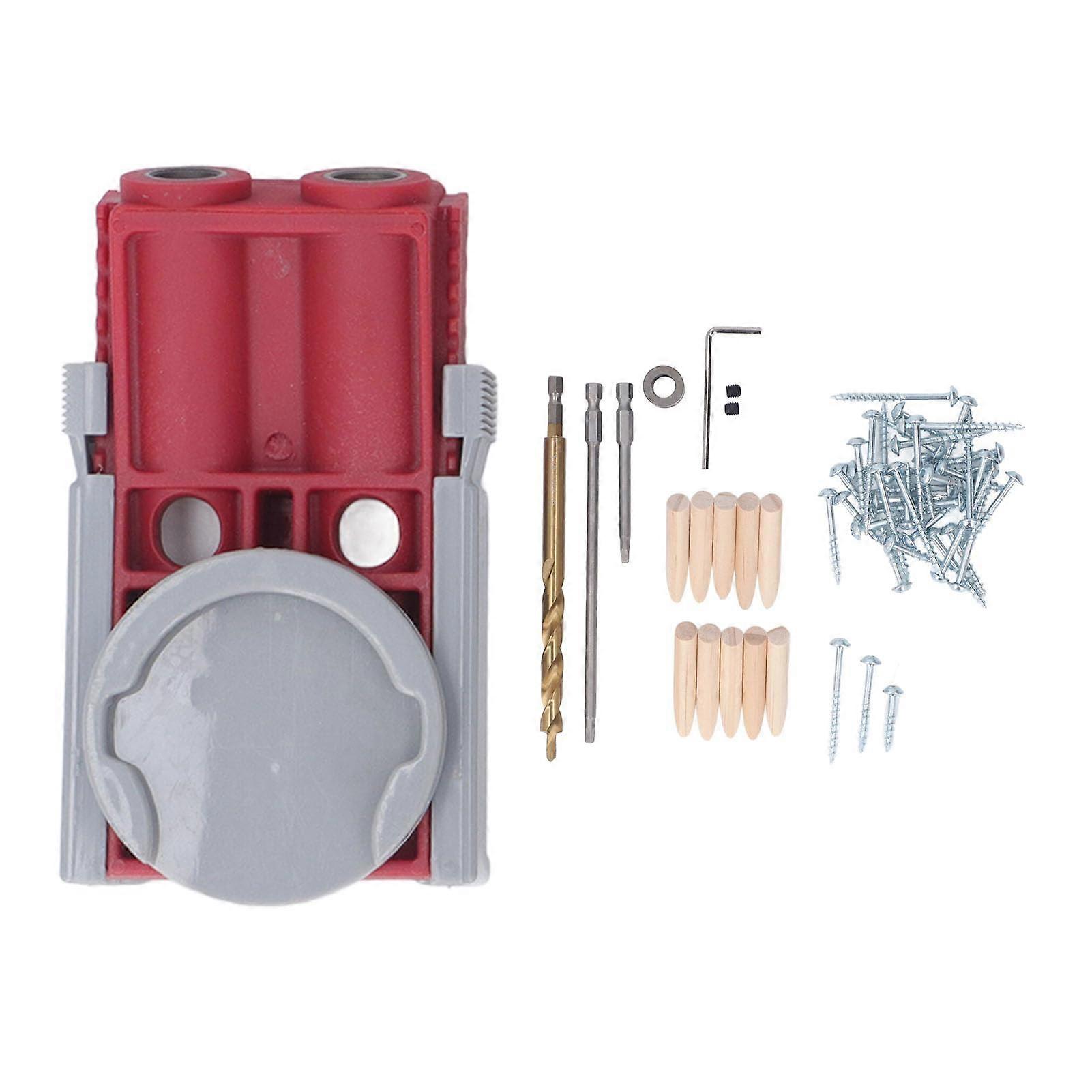 Pocket Hole Jig Set Portable Adjustable 15 Degree Inclined Hole Finder Speed Steel Woodworking Clamp 9 Depth Settings