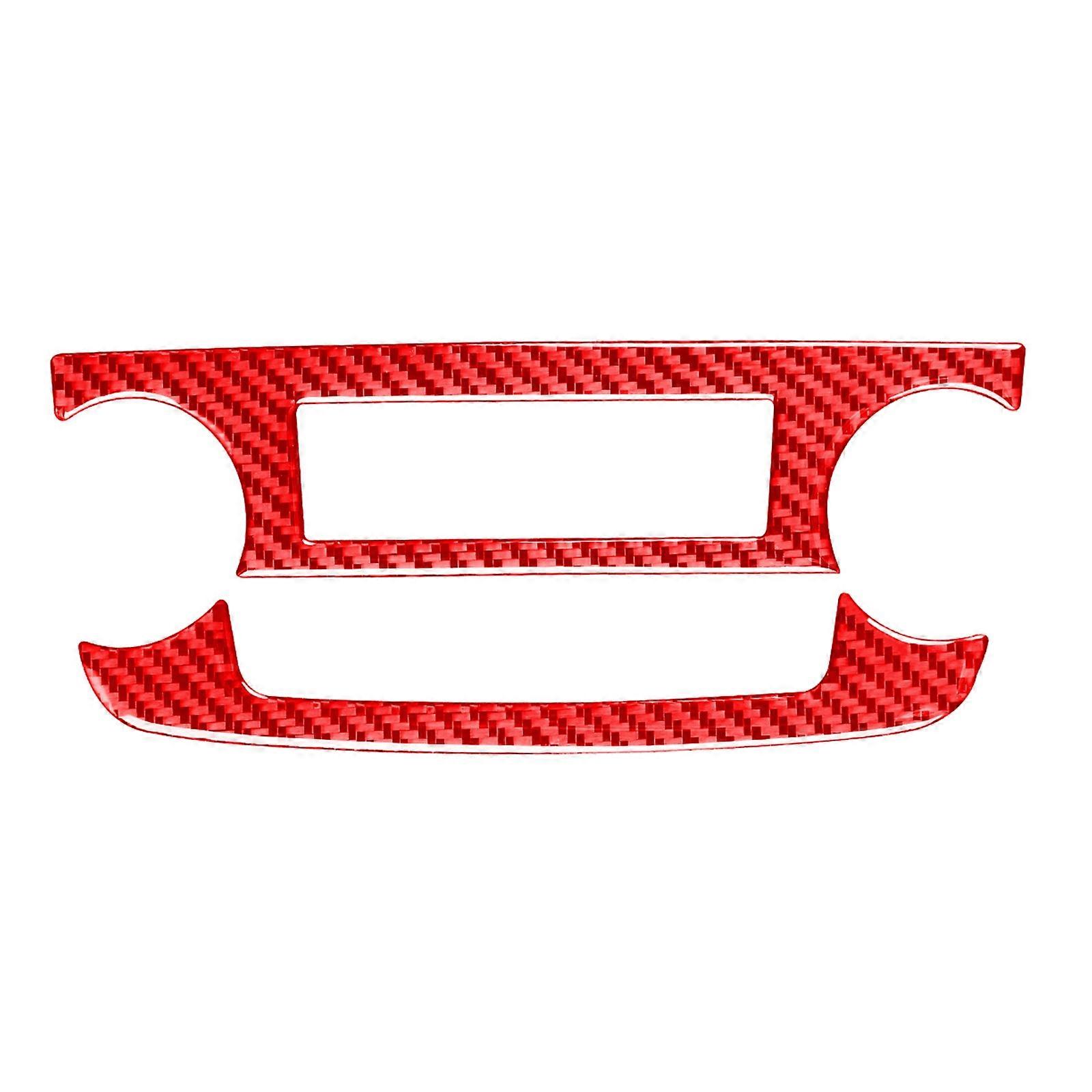 2 PCS Set for Honda CRV 2007-2011 Carbon Fiber Car Central Control CD Volume Switch Frame Decorative Sticker,Left and Right Drive Universal (Red)