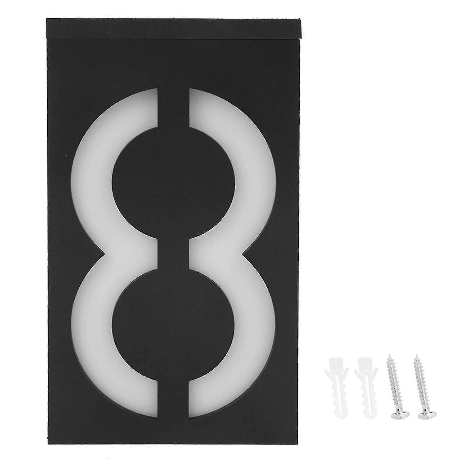 Outdoor Solar LED Address Sign Light for House, Hotel, & Store - Number 8 Illuminated Door Plate with Power Savings
