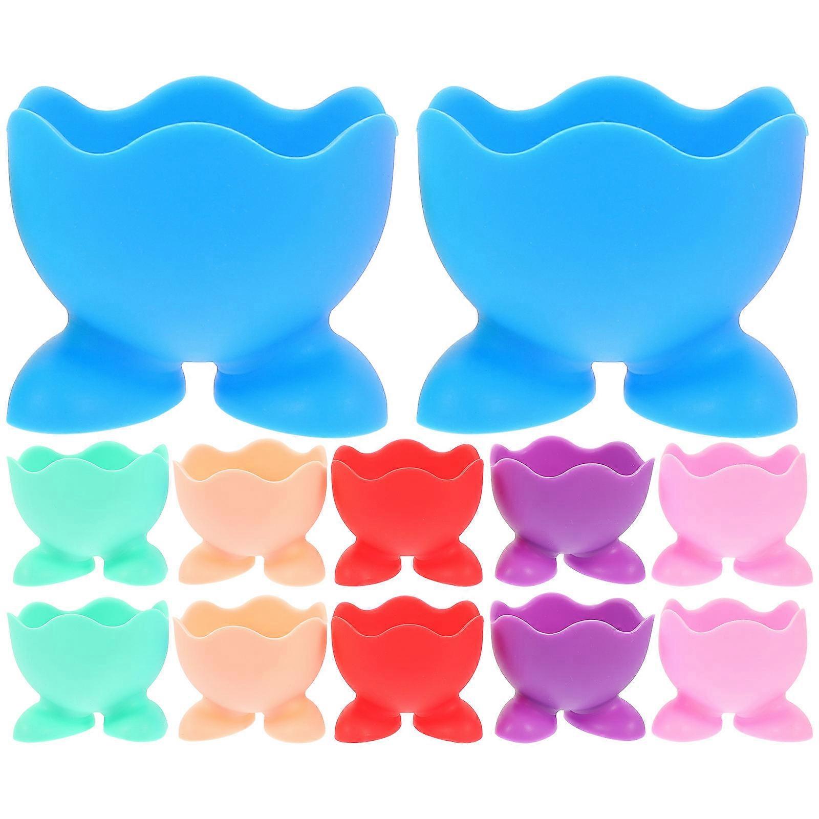 12pcs Silicone Egg Cup Holders for Storage and Easter Decorations in Mixed Colors