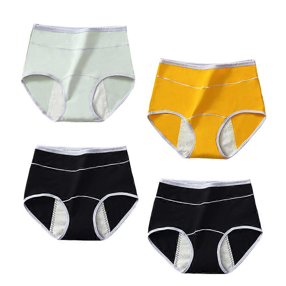 High Waist Menstrual Briefs for Women During Menstruation Assorted Color Leak-proof 4 Pairs