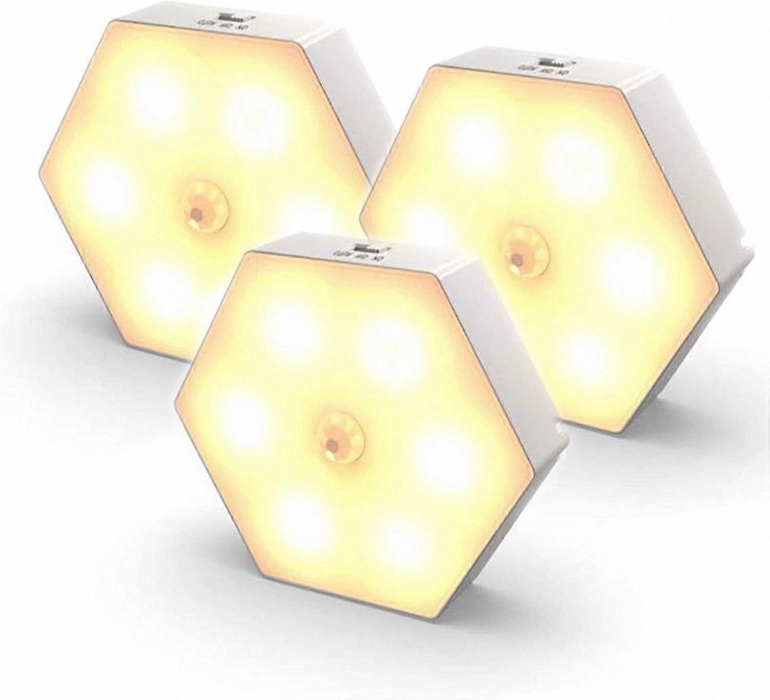 3-Pack Motion Sensor Night Lights, LED Wireless Lamps with On/Off Function, Ideal for Bedroom and Cabinet Use
