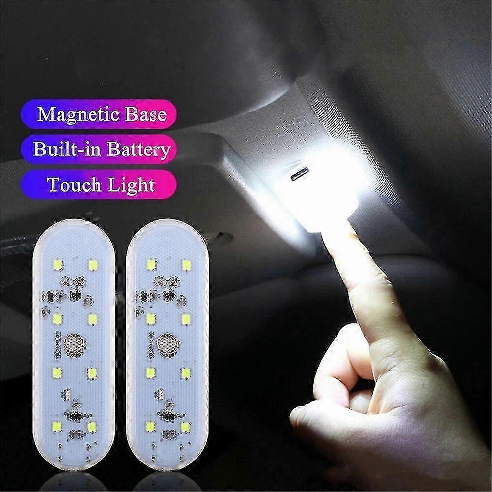 2pcs Magnetic USB LED Car Interior Lights for Reading and Trunk Use Ceiling Lamps with Wireless Installation for Vehicles