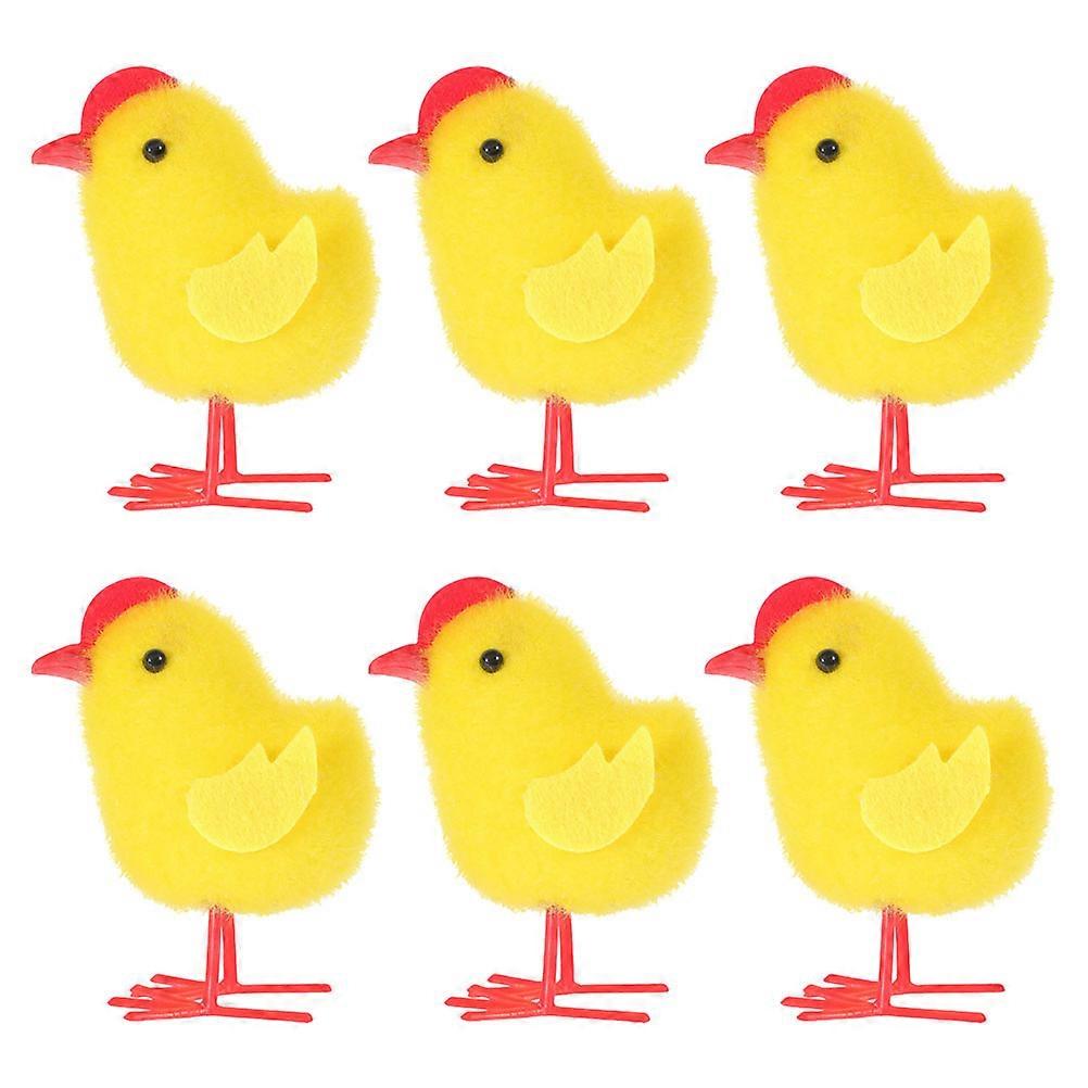 Fluffy Easter Mini Chick Plush Figurine for Decoration 6Pcs Set