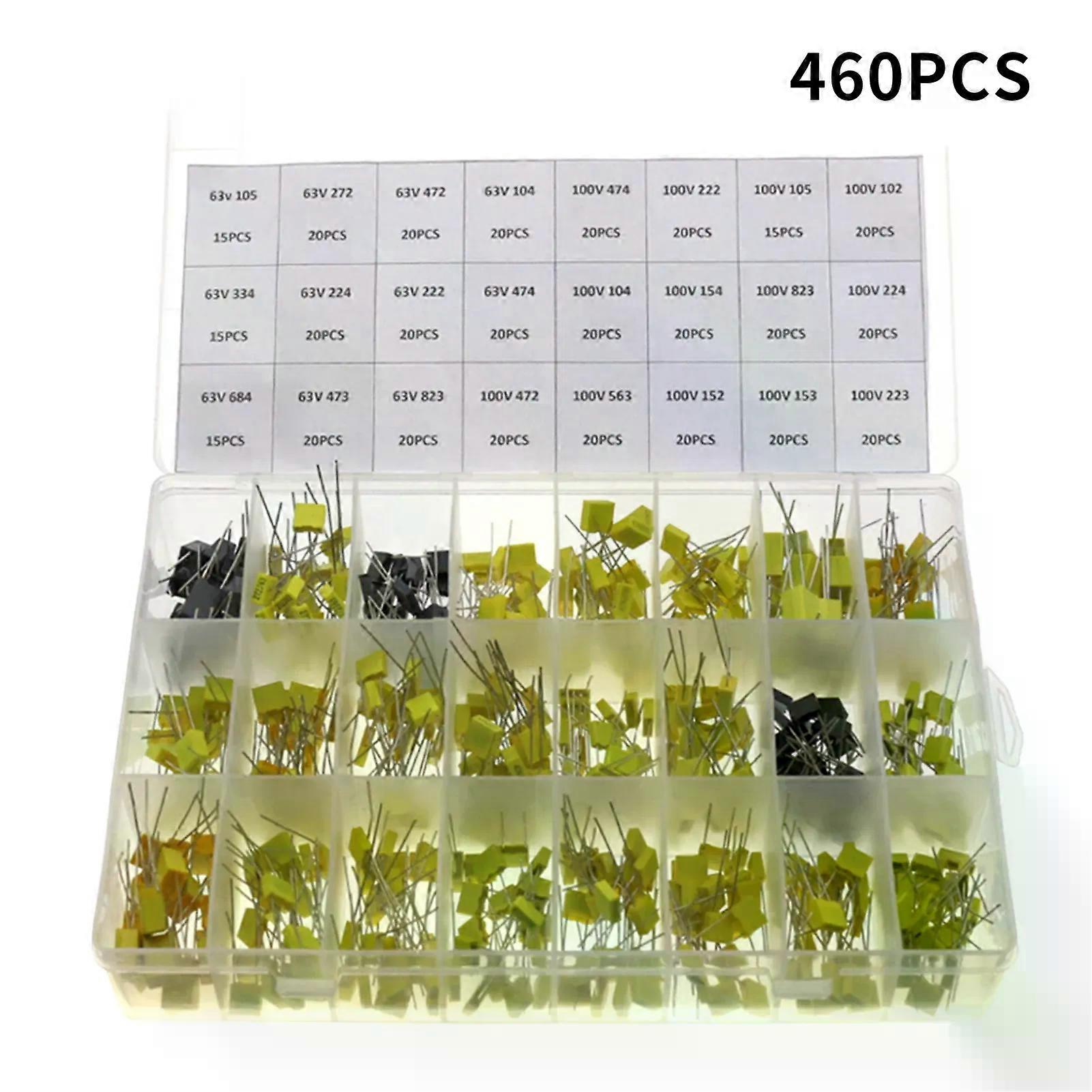 460 pcs. 24 values 63V and 100V electrolytic capacitor kit various capacitors with storage