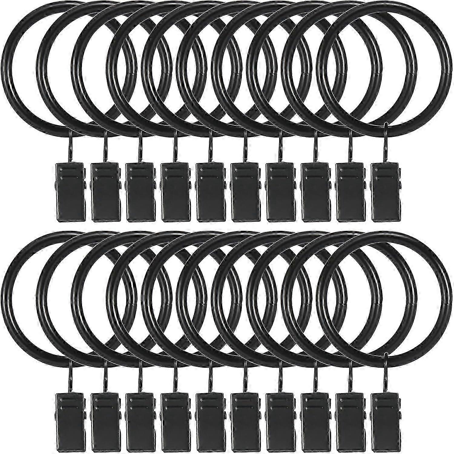 20 curtain hooks, 1.5 inch curtain rings, rustproof curtain rings with clips, solid metal curtain clips with rings, decorative vintage curtain hooks f