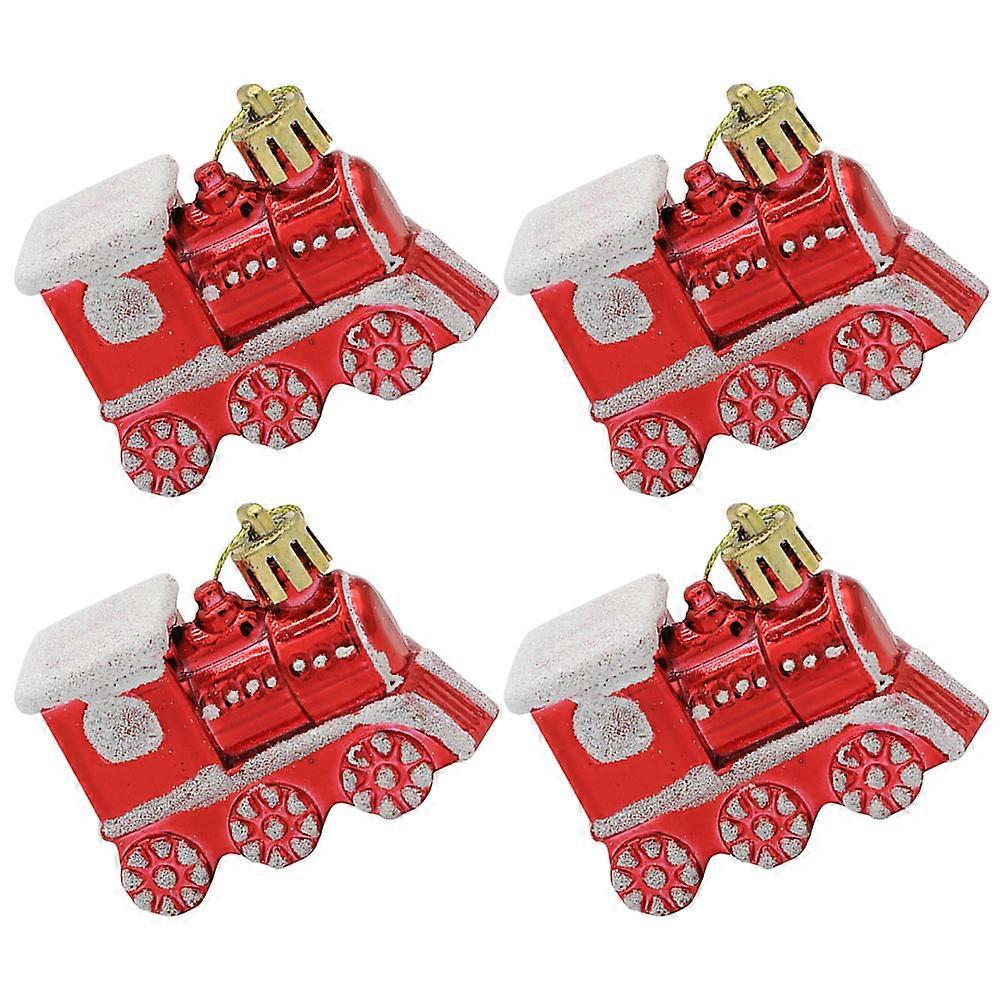 רכבת חגיגית תליית תפאורה קישוט עץ חג המולד למסיבת חג המולד 6x5 ס"מ צבע אדום 4 יחידות