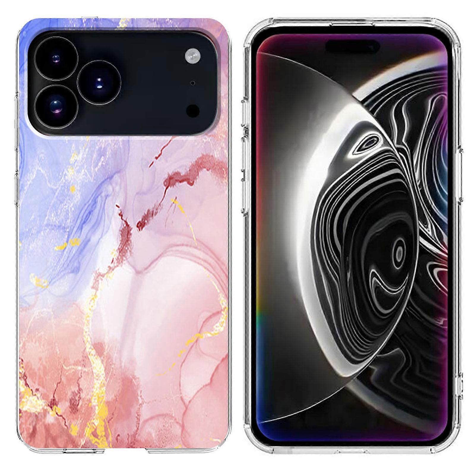 TKdaddy لجهاز iPhone 17 Pro Max Case طباعة نمط الرخام لينة غطاء هاتف TPU وردي